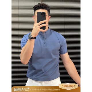 Main idea (zhuyifan) high quality business half-sleeved men's polo shirt young style summer fashion brand heavy blue henley collar short-sleeved t-shirt blue high quality sportsman m (suitable) 100-115jin jin is equal to 0.5 kg