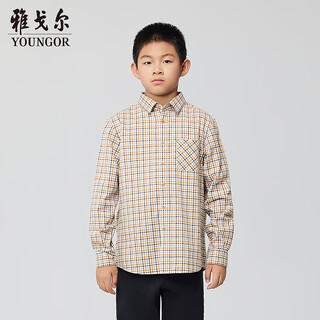 Youngor shirt junior 2025 autumn and winter long sleeve shirt klrm115675yfa khaki klrm115675yfa 140 140/72