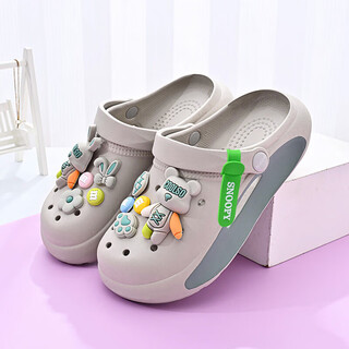 Snoopy snoopy children's shoes children's clogs for boys and girls cartoon sandals for outer wear cute beach shoes 4977 gray 28