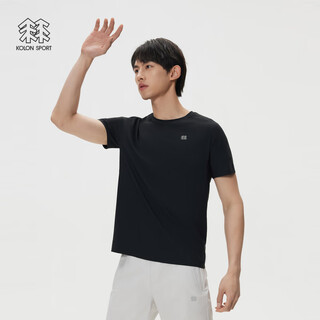 Kolon sport kolon short-sleeved t-shirt with cool touch sun protection upf50+ men's cool black round neck short-sleeved t-shirt