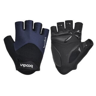 Boodun bicycle riding gloves half-finger summer men's road bike thin shock-absorbing gloves women's mountain bike summer black blue m