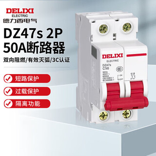 德力西电气空开微型断路器空气开关DZ47s C型 2P 50A