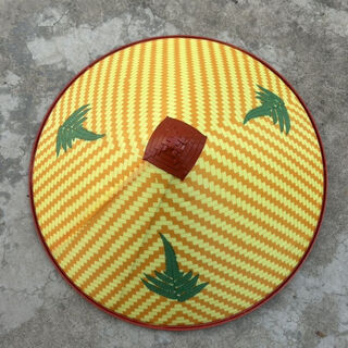 Changyin 2025 bucket hat sun protection hat outdoor rainproof straw hat summer orchard farmer pastoral hat big brim tea picking hat straw hat bamboo leaf (diameter 42 cm)