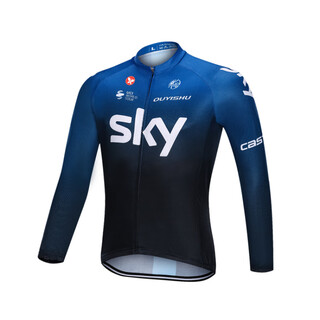 Oimg long-sleeved cycling jersey top cycling trousers breathable sun protection road cycling clothing cycling suit men's spring, summer and autumn 19sky black and blue long top s