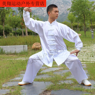 1188男女款太极服太极拳服装武术服装练功服表演服训晨练 白色套装 M(适合身高161-165cm)