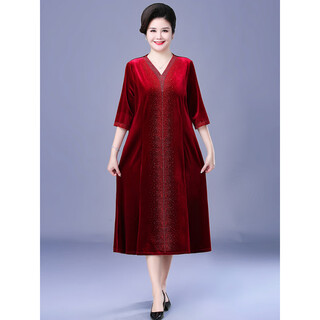 Saimandie fat mother-in-law plus fat plus size wedding banquet dress female noble dress wide wife extra large size foreign style mother belly cover burgundy 9xl 191-205jin jin is equal to 0.5 kg