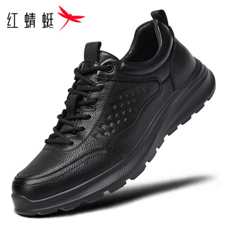 Red dragonfly men's shoes autumn cowhide soft sole running shoes men's wear-resistant business light casual shoes exa350361 black 39