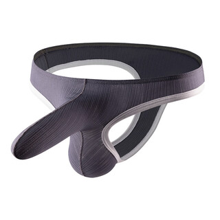 Iosn summer new barbie pattern underwear sexy and interesting low-waist breathable sweat-absorbent color matching quick-drying men's thong dark gray xl x