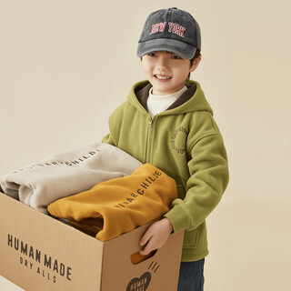 Duojia soft, smooth, warm and not bulky boys' polar fleece jacket children's autumn and winter hooded zipper cardigan