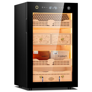 Cigaron 168c cigar cabinet with constant temperature and humidity, high efficiency, energy saving, water ion removal, ammonia removal, alcohol nourishment and aroma, cedar wood liner, wifi fingerprint lock, compressor refrigeration, 28c cedar wood liner, cigar box model + purified ammonia + wifi + fingerprint lock