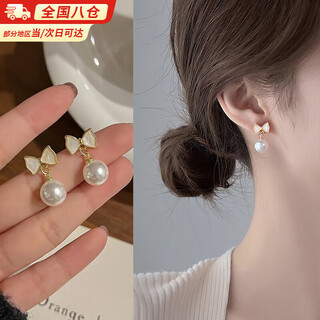 Bai qixin pearl bow ear clip ear studs without piercing women's ear holes for sleeping without picking high-end light luxurious earrings bow earrings style