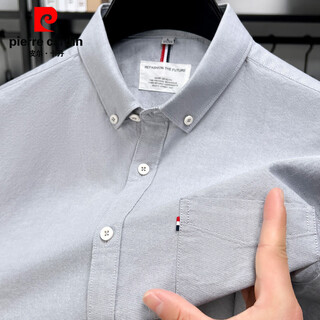 Pierre cardin 100% cotton short-sleeved shirt men's lapel summer thin no-iron business casual shirt for middle-aged and young people