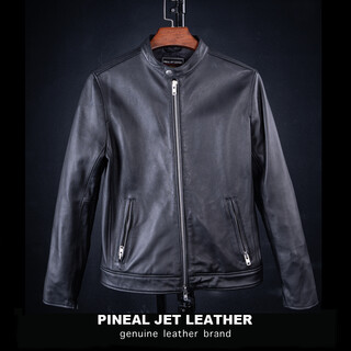 Pjl's new single sheepskin simple stand-up collar short jacket trendy men's new leather jacket m-31 leather jacket black xl (165jin jin is equal to less than 0.5 kg)