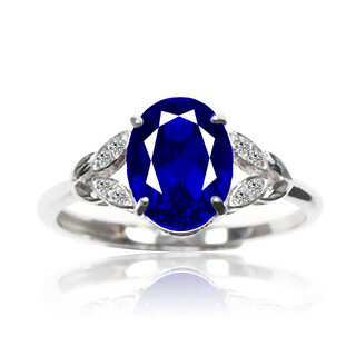 Dl 1998 fat donglai same style tanzanite ring leaf ring female sapphire two carat tanzanite fashion personality 925 silver live mouth (main stone 7*9mm) g3