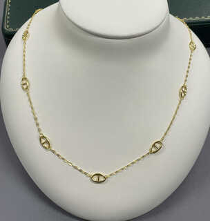 Libiao s925 silver seiko version k gold craft pendant necklace three-color gold twist chain gold pineapple bead necklace collection gold pig nose chain 50cm long