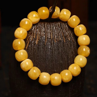 Natural beeswax bracelets, russian material, white flowers, old-style men's and women's chicken oil yellow amber bucket bead bracelets, 10mm floating white flower beeswax bracelets