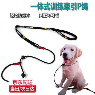 Star rudder p rope explosion-proof dog leash training border shepherd golden retriever corgi p chain small medium and large dog walking leash dog training integrated p rope black (length 1.4m)