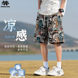 Swamp area american embroidered thin casual cool shorts men's summer thin contrasting color shorts d203 embroidered men's xl