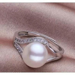 Fat donglai's same style black pearl natural tahitian freshwater black and white pearl powder ring 925 silver inlaid with diamond ring ring white pearl white