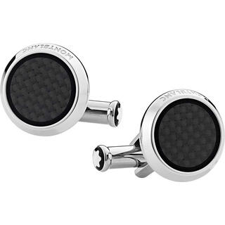 Montblanc (montblanc) men's cufflinks stainless steel carbon fiber effect silver and black classic design formal suit accessories gift for husband initial