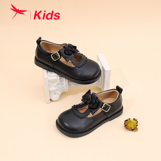 红蜻蜓女童鞋秋季儿童皮鞋英伦复古演出公主软底单鞋Q43BPPF531黑色28