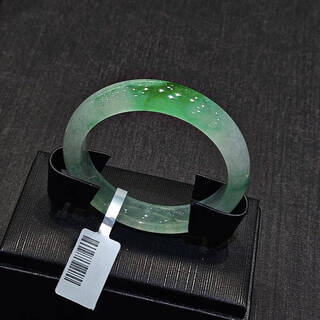 Laokeng ice seed floating flower jade bracelet women's myanmar genuine spicy green circle white background green imperial concubine jade bracelet gift