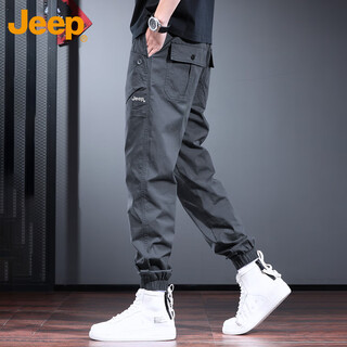 Jeep (jeep) overalls men's casual pants leggings pants autumn and winter trendy loose long pants men gray xl