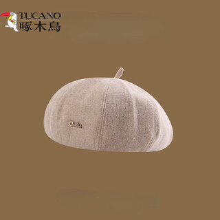 Woodpecker (tucano) woolen beret women's autumn and winter retro british painter hat versatile fashion showing face small outdoor newsboy hat beige hat c5486 beige m (56-58cm)