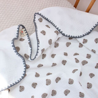 Baby blanket gauze pure cotton summer thin quilt newborn children air conditioning blanket kindergarten nap blanket baby bear head 4-layer zouzou gauze shell edge 150*110cm