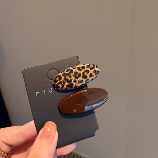 Nanbomaru hair clip high-end new style forehead broken hair bangs clip stylish temperament side clip one-word clip hairpin headwear jhfj166 oval brown leopard print hair clip 2-piece set