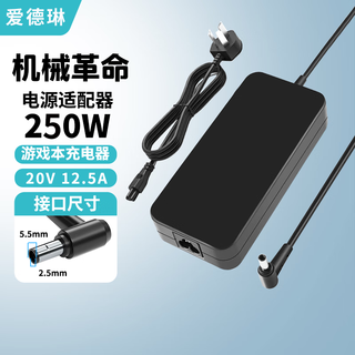 爱德琳 适用机械革命极光X翼龙16X耀世16Ultra蛟龙16Pro 5/7K电脑充电器旷世钛钽Plus笔记本电源适配器线 250W 20V12.5A 5.5*2.5 无界14/15X Code 01
