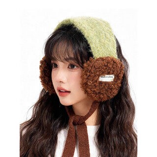 Memaru high-looking warm earmuffs furry lace-up winter ear bags plush ear warm hairband earmuffs women's earmuffs to protect against cold coffee color