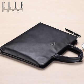 Elle homme men's briefcase fashionable leather handbag casual business computer bag cowhide men's bag 262510 black
