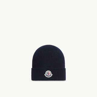 Moncler men's wool beanie - navy blue uni