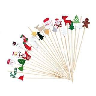 Carole disposable fruit picks bamboo picks flower picks fruit forks creative art toothpicks cocktail picks hamburger picks fruit inserts commercial 2024 christmas combination picks randomly (100 pcs)