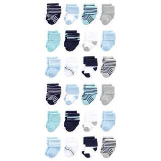 Luvable friends unisex cotton baby terry socks 24-pack mint navy striped 6-12 months