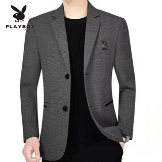 花花公子中年男士韩版西装外套秋季2025单西纯色上衣商务休闲西服男爸爸装 深灰色 2XL 185码-适合150-165斤