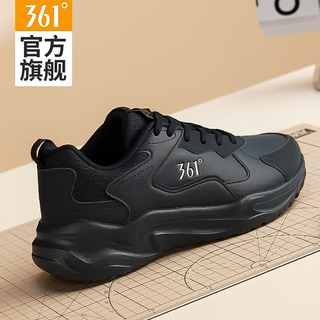 361 women's shoes sports shoes women's 2025 autumn and winter new leather waterproof black casual shoes women's lightweight anti-slip running shoes obsidian black 38