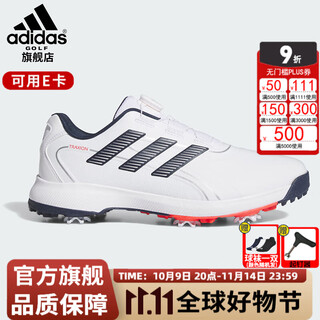 Adidas golf shoes men's boa knob 2024 new style breathable and comfortable outdoor leisure sports spiked golf shoes id8606 white/college navy blue boa knob buckle 43.5 (uk9.0)