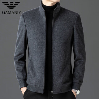 Ax armani business work woolen woolen coat men's stand-up collar thickened middle-aged casual zipper jacket autumn and winter gray m 170