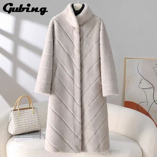 Gu bing fur coat women's coat furry stand-up collar haining mink velvet mink thickened fur all-in-one fur versatile gray m (90-125) jin jin equals 0.5 kg