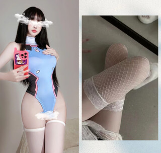 Manyan overwatch dva song hana shikushui japanese sexy one-piece high-cut swimsuit tight underwear for women two-dimensional sexy one-piece + white fishnet stockings one size fits all (80-120 jin jin equals 0.5 kg) confidential delivery