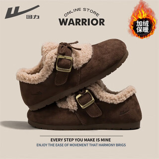 Pull back women's shoes cotton shoes women's 2025 winter new women's velvet warm birkenstock shoes thick fur shoes brown 37