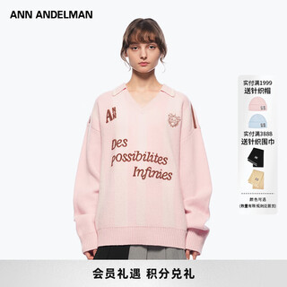 Ann andelman lapel sweater women's autumn and winter loose lazy high-quality pullover jersey jersey top pink s