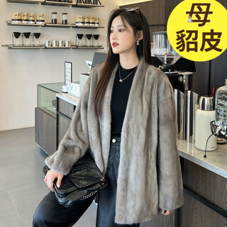 Muqiantang mink coat for women v-neck mink fur velvet young short whole mink coat mink coat for women silver blue silver blue one size recommended weight (80-135)