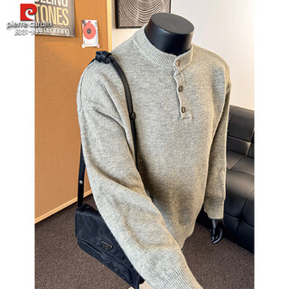 Pierre cardin black henry collar sweater for men, autumn old money style long-sleeved t-shirt, american retro lazy top knitted black, upgraded style m