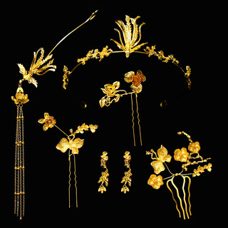 Yingtang bridal hair accessories golden phoenix headband hairpin simple and high-end dragon and phoenix hanging xiuhe suit wedding hair ornaments headdress set mt2596