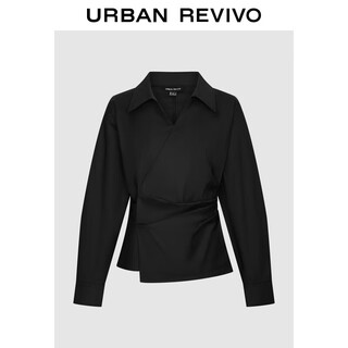 Ur2025 new autumn women's temperament asymmetric pleated waist blouse shirt uwm250126