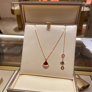 Bhiodha ya ge diva fan necklace with diamonds on the edge 18k rose gold with diamonds and white fritillary pendant valentine's day limited carnelian edge diamonds