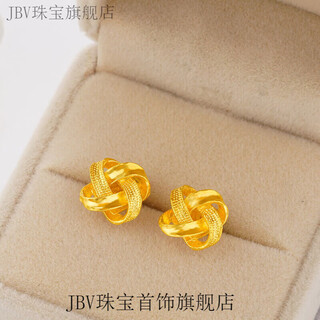 Jbv old phoenix ruyi knot earrings gold 5g retro chinese knot earrings 24k pure gold 0.01g